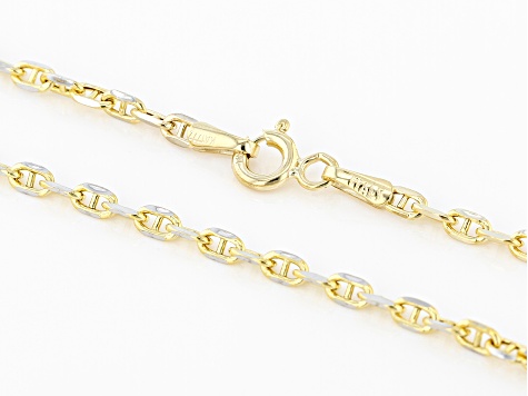 10k Yellow Gold Diamond-Cut Pave Mariner Link 18 Inch Chain