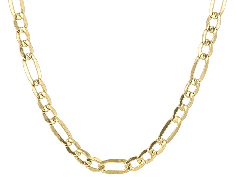 14K Yellow Gold 4mm 3+1 Figaro 18 Inch Necklace