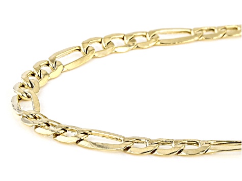 14K Yellow Gold 4mm 3+1 Figaro 18 Inch Necklace