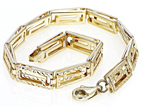 14k Yellow Gold Diamond-Cut Greek Key Bracelet