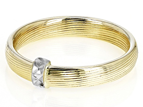 14k Yellow Gold & Rhodium Over 14k White Gold Band Ring