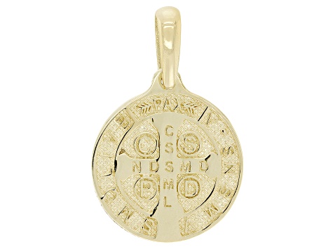 10k Yellow Gold St. Benedict Pendant, 3/4" L x 1/2" W