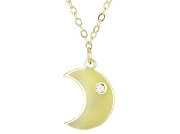 Picture of 10K Yellow Gold Moon Necklace with White Diamond Accent