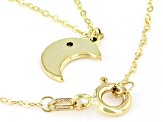 10K Yellow Gold Moon Necklace with White Diamond Accent