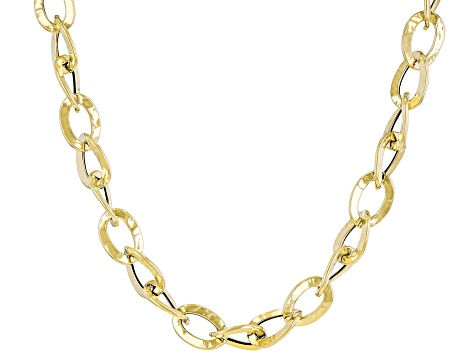 10K Yellow Gold Hammered Curb Link 18 Inch Chain