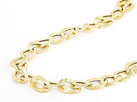 10K Yellow Gold Hammered Curb Link 18 Inch Chain