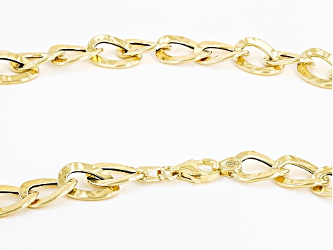 10K Yellow Gold Hammered Curb Link 18 Inch Chain