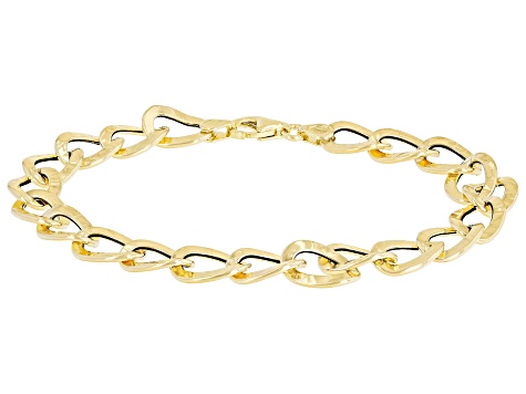 10K Yellow Gold Hammered Curb Link Bracelet
