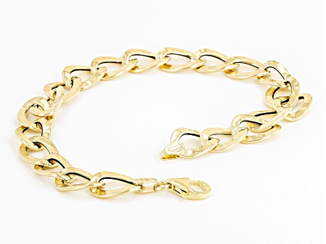 10K Yellow Gold Hammered Curb Link Bracelet