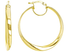 14K Yellow Gold Wave Hoop Earrings