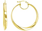 14K Yellow Gold Wave Hoop Earrings