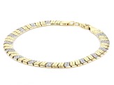 10k Yellow Gold & Rhodium Over 10k Yellow Gold Diamond-Cut Designer Link Bracelet