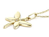 10k Yellow Gold Dragonfly 17 Inch Necklace with Cubic Zirconia