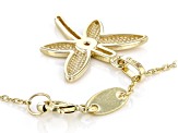 10k Yellow Gold Dragonfly 17 Inch Necklace with Cubic Zirconia