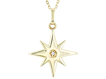Picture of 10k Yellow Gold Star 17 Inch Necklace with Cubic Zirconia