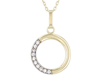 Picture of 10k Yellow Gold Circle 17 Inch Necklace with Cubic Zirconia