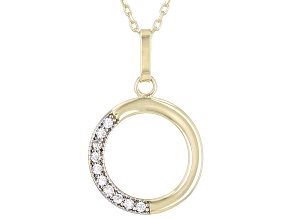 10k Yellow Gold Circle 17 Inch Necklace with Cubic Zirconia