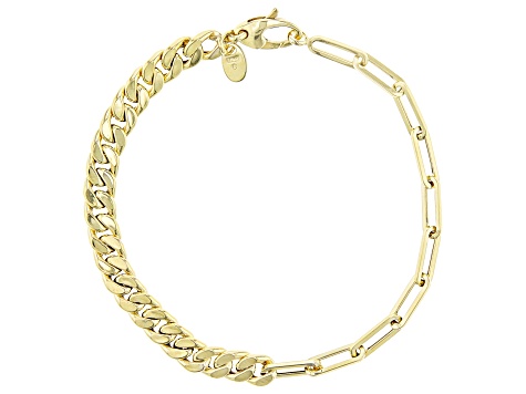 10k Yellow Gold Curb & Paperclip Link Bracelet