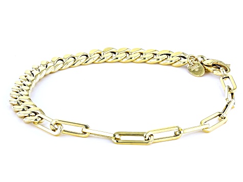 10k Yellow Gold Curb & Paperclip Link Bracelet