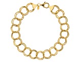 10k Yellow Gold Textured & Polished Double Link Bracelet