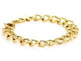 10k Yellow Gold Textured & Polished Double Link Bracelet