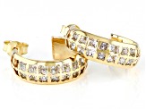 10k Yellow Gold & Rhodium Over 10k White Gold Bridge Design Diamond-Cut & Polished Hoop Earrings