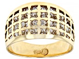 10k Yellow Gold & Rhodium Over 10k White Gold Bridge Design Diamond-Cut & Polished Pattern Ring