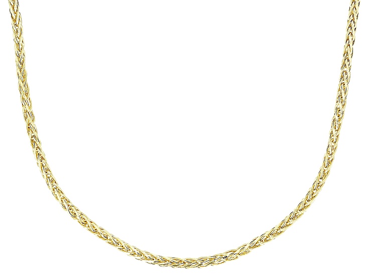 10k Yellow Gold Diamond-Cut Round Wheat Link 20 Inch Chain
