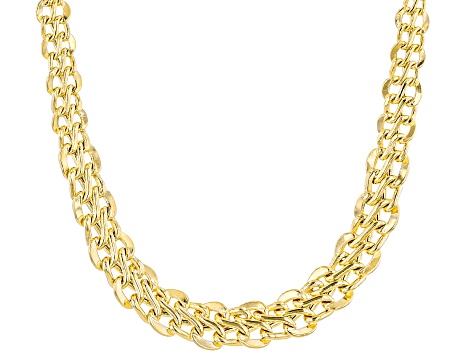 10k Yellow Gold Diamond-Cut Graduated Flat Infinity Link 18 Inch Necklace