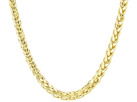10k Yellow Gold Diamond-Cut Round Wheat Link 18 Inch Chain