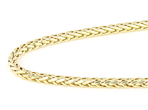 10k Yellow Gold Diamond-Cut Round Wheat Link 18 Inch Chain