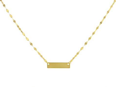 10k Yellow Gold Twisted Mirror Link Bar 16 Inch Necklace
