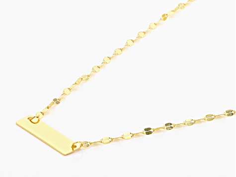 10k Yellow Gold Twisted Mirror Link Bar 16 Inch Necklace