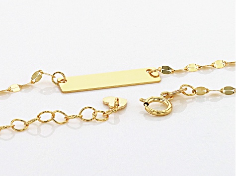 10k Yellow Gold Twisted Mirror Link Bar 16 Inch Necklace