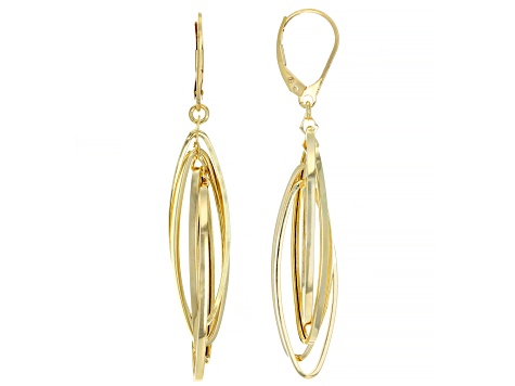 10k Yellow Gold Elongated Oval Link Dangle Earrings