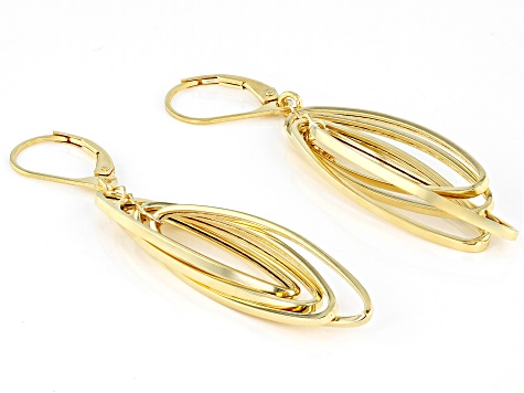 10k Yellow Gold Elongated Oval Link Dangle Earrings