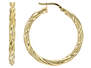 10k Yellow Gold 3mm Twisted Hoop Earrings