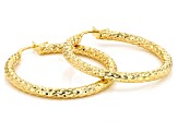 10k Yellow Gold 3mm Diamond-Cut & Hammered Hoop Earrings