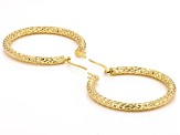 10k Yellow Gold 3mm Diamond-Cut & Hammered Hoop Earrings