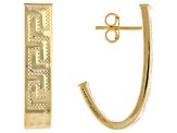 10k Yellow Gold Greek Key J Hoop Earrings