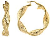 10k Yellow Gold Twisted Greek Key Hoop Earrings