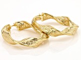 10k Yellow Gold Twisted Greek Key Hoop Earrings