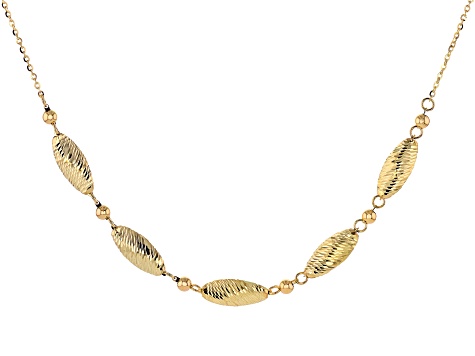 10k Yellow Gold Diamond-Cut Oval Bead 18 Inch Necklace - AU1798 | JTV.com