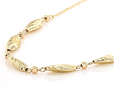 10k Yellow Gold Diamond-Cut Oval Bead 18 Inch Necklace