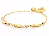 10k Yellow Gold Diamond-Cut Oval Bead Bolo Bracelet