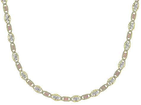 10k Yellow Gold Tri-Tone Starburst Valentino 18 Inch Chain