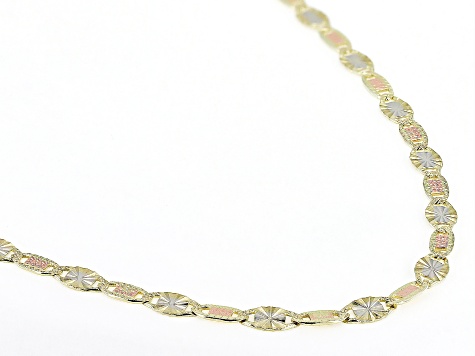10k Yellow Gold Tri-Tone Starburst Valentino 18 Inch Chain