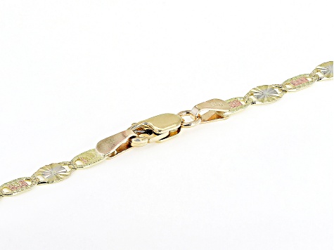 10k Yellow Gold Tri-Tone Starburst Valentino 18 Inch Chain