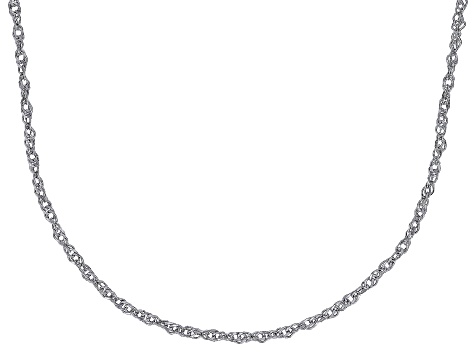 Rhodium Over 10K White Gold Diamond-Cut 1.7mm Double Torchon Link 18 Inch Chain Necklace