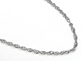 Rhodium Over 10K White Gold Diamond-Cut 1.7mm Double Torchon Link 18 Inch Chain Necklace